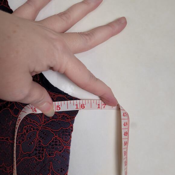 Mod Cloth A Night Like This blue and red lace ruffle hem halter dress Size 8 - Picture 13 of 15